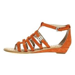 SAM EDELMAN Womens Donna Orange Suede Buckle Ankle Strap . Size 7